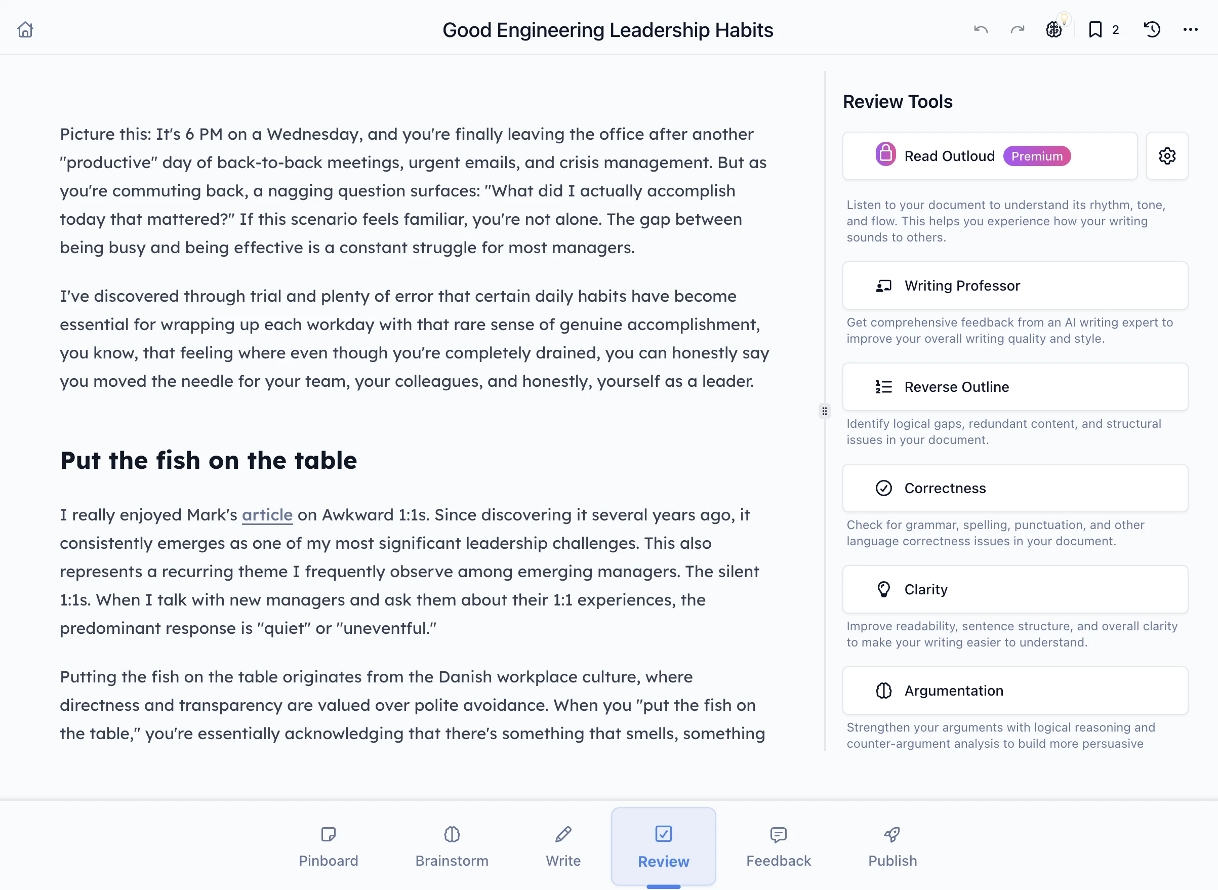BlueTip Review Mode - AI-powered content review and feedback